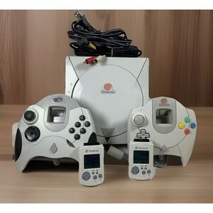 Vintage Sega Dreamcast Bundle - Console/Controller & Cables PLUS 2 VMU's Working
